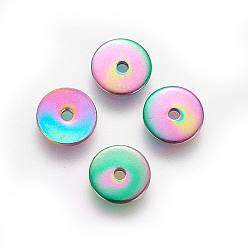 Rainbow Color Ионное покрытие (ip) 304 распорные втулки из нержавеющей стали, диск, Радуга цветов, 10x0.7 мм, отверстие : 1.2 мм
