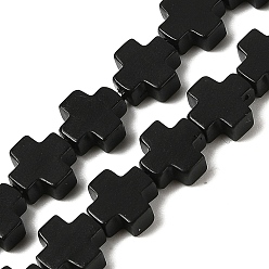 Черный Синтетические коралловые бусины ниток, окрашенные, крестик, чёрные, 9x9x4 мм, отверстие : 1.2 мм, около 35 шт / нитка, 12.99'' (33 см)