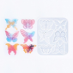 Белый DIY силиконовые формы кулон, формы для литья смолы, бабочка, белые, 116x95x3.5 мм, внутренний диаметр: 29~41.5x40~50 мм