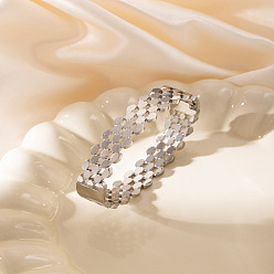 Stainless Steel Color 304 Stainless Steel Open Hinged Cuff Bangles, Honeycomb, Stainless Steel Color, Inner Diameter: 2.36 inch(6cm)