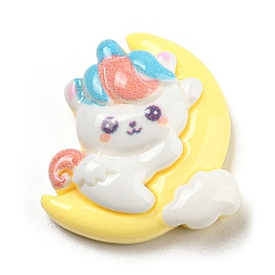 Желтый Непрозрачные кабошоны из смолы, единорог, желтые, 25.5x23.5x8.5 мм