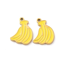 Банан Фруктовая серия 304 эмалированные подвески из нержавеющей стали, ионное покрытие (ip), золотые, банан, 15x12x1 мм, отверстие : 1.2 мм