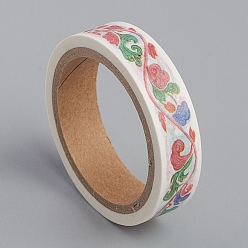 Farbig DIY Scrapbook dekorative Klebebänder im chinesischen Stil, mit Spule, Blumenmuster, Farbig, 10 mm, 5 m / Rolle