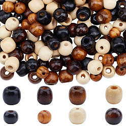 (52) Непрозрачная лаванда 400шт 8 стили окрашенные бусины из натурального клена, баррель, без свинца, разноцветные, 10~11x9~12 мм, отверстие : 2~5 мм, 50 шт / стиль