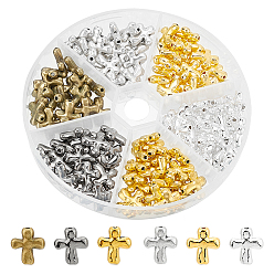 (52) Непрозрачная лаванда 120 шт 6 цвета бусины из сплава тибетского стиля, крестик, разноцветные, 14x12.5x4 мм, 20 шт / цвет