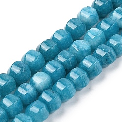 Небесно-голубой Бусины из натурального белого нефрита, граненые, окрашенные, круглые, голубой, 11~12x11~12x10 мм, отверстие : 1.2 мм, около 38~39 шт / нитка, 15.16~15.59 дюйм (38.5~39.6 см)