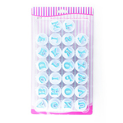 Темно-Голубой Пластиковые печенья, формы для печенья, инструмент для выпечки бисквитов, буквица ~ г, глубокое синее небо, 35x32 мм, 26 шт / комплект