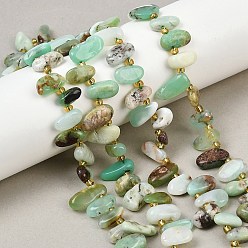 Хризопраз Натуральные хризопразные бисерные пряди, чип, с бисером, Топ пробуренной, 11.5~16x5.5~8x3.5~5.5 мм, отверстие : 0.8 мм, около 50 шт / нитка, 15.87'' (40.3 см)