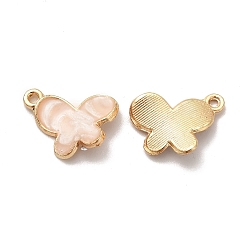 Lavender Blush Alloy Enamel Pandants, Lead Free & Cadmium Free, Light Gold, Butterfly Charm, Lavender Blush, 18x15x3mm, Hole: 1.6mm