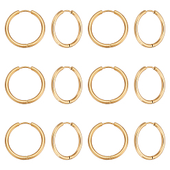 Золотой 12пары 304 серьги-кольца Huggie Hoop из нержавеющей стали, с 316 хирургическими штифтами из нержавеющей стали, кольцо, золотые, 25x2.5 мм, 10 датчик, штифты : 0.9 мм