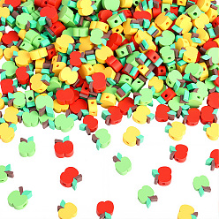 (52) Непрозрачная лаванда 320 бусины из полимерной глины ручной работы., яблоко, разноцветные, 9~11x9x4.5 мм, отверстие : 2 мм