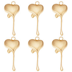 Настоящее золото 18K 15 шт. ионное покрытие (ip) 304 подвески из нержавеющей стали, очарование тающего сердца, реальный 18 k позолоченный, 19.5x9x2.5 мм, отверстие : 1.5 мм