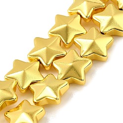 с Золотистым Покрытием Стеклянные бусины с гальваническим покрытием , звезда, полное покрытие, граненые, с золотым покрытием, 13x13.5x5.5 мм, отверстие : 0.8 мм, около 36 шт / нитка, 15.98'' (40.6 см)