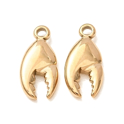 Золотой 304 прелести нержавеющей стали, амулеты в виде клешней лобстера, золотые, 15x7x3 мм, отверстие : 1.3 мм