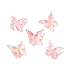 Pink Стеклянные бусины, бабочка, два тона, розовые, 12x13.5x3.5 мм, отверстие : 1.2 мм