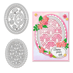 Oval Углеродистая сталь разрезает трафареты, для diy scrapbooking, Фотоальбом, декоративная бумага для тиснения, цвет нержавеющей стали, овальные, 122~129x94~102x0.8 мм, 2 шт / комплект