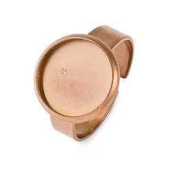 Розовое Золото Регулируемые элементы 201 из нержавеющей стали, латунная фурнитура платформы для кольца, плоско-круглые, розовое золото , лоток : 20 мм, 18 мм