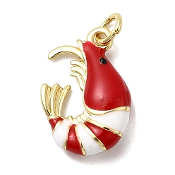 Темно-Красный Латунь эмаль подвески, омар, долговечный, стойки покрытие, без свинца и без кадмия, с целью перехода в кольце, золотые, темно-красный, 19x12.5x5.5 мм