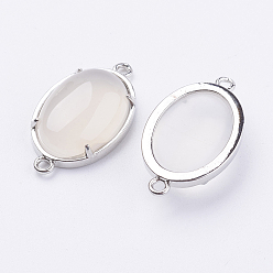 Натуральный Агат Соединители звеньев медные натуральный агат, окрашенная и подогревом, овальные, платина, 15~15.5x25.5~26x6.5~7 мм, отверстие : 1.5~2 мм