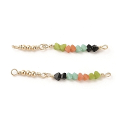 (52) Непрозрачная лаванда Подвески для соединителей стеклянных звеньев, с реечным покрытием из латуни с покрытием из настоящего золота 18k, без кадмия, без никеля и без свинца, круглые, разноцветные, 42 мм, отверстие : 1.6 мм