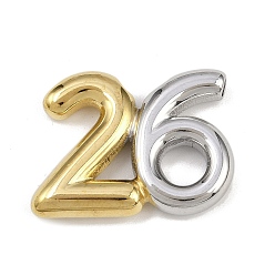 Золотой & Цвет Нержавеющей Стали 304 подвески из нержавеющей стали, число 26 прелести, ионное покрытие (ip), золотые и нержавеющая сталь цвет, 21x28x5 мм, отверстие : 2 мм