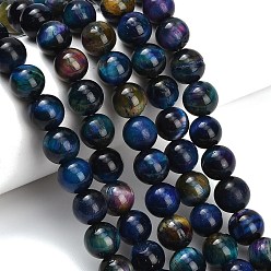 Colorful Natural Tiger Eye Beads Strands, Grade AB, Dyed & Heated, Smooth Round, Colorful, 10mm, Hole: 1.2mm, about 38pcs/strand, 14.96''(38cm)