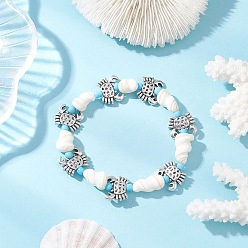 Краб Браслеты из натуральных ракушек и сплава с эластичными бусинами на морскую тематику для мужчин и женщин, краб, внутренний диаметр: 2 дюйм (5 см)