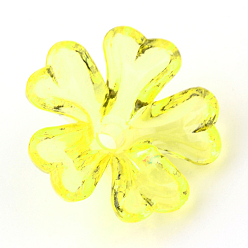 Yellow Transparent Acrylic Beads, Flower, Yellow, 16x17x6mm, Hole: 2mm, about 1175pcs/500g