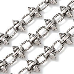 Нержавеющая Сталь Цвет 304 цепи из нержавеющей стали с шипами в стиле панк, несварные, с катушкой, цвет нержавеющей стали, 13x10x6 мм