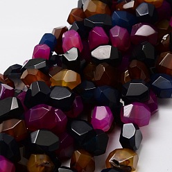 Colorful Dyed Natural Agate Beads Strands, Star Cut Round Beads, Faceted, Colorful, 17~18x14~16x10~11mm, Hole: 1.5mm, about 27pcs/strand, 15.7 inch