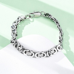 Нержавеющая Сталь Цвет 304 византийские браслеты-цепочки из нержавеющей стали для женщин и мужчин, цвет нержавеющей стали, 8-5/8~9-1/8 дюйм (21.8~23.2 см)