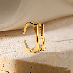 Letter H Регулируемые открытые манжеты из сплава, реальный 18 k позолоченный, Письмо ч, внутренний диаметр: регулируемый