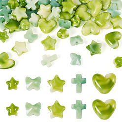 Желто-Зеленый 50 шт 5 стили акриловые бусины, имитация драгоценных камней, разнообразные, желто-зеленый, 11~15.5x11~15x4.5~10 мм, отверстие : 1~2 мм, 10 шт / стиль
