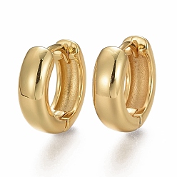 Real 18K Gold Plated Brass Huggie Hoop Earrings, Long-Lasting Plated, Ring, Real 18K Gold Plated, 16x5mm, Pin: 0.8mm