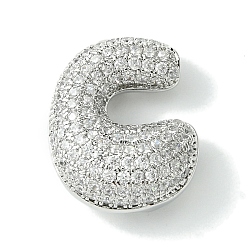 Letter C Стойки обшивки латунь кубического циркония подвески, без кадмия и без свинца, долговечный, алфавит, буква С, 22x18x9 мм, отверстие : 4x2 мм