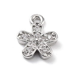 Платина Стойка металлическая латунная микропрофилированная кубическая циркония подвески, без кадмия и без свинца, долговечный, цветок, платина, 11.5x9x2 мм, отверстие : 1.2 мм