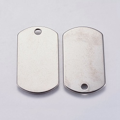 Stainless Steel Color 304 Stainless Steel Pendants, Rectangle, Stamping Blank Tag, Stainless Steel Color, 35x19.5x1mm, Hole: 3mm