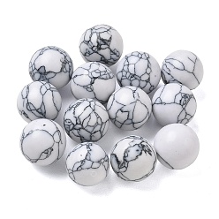 White Dyed Synthetic Turquoise Sphere Beads, Round, No Hole/Undrilled, White, 12mm