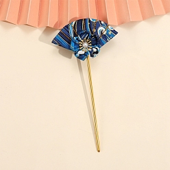 Königsblau Blumenfächer Stoff Haarstäbe, Haarschmuck für Frauen und Mädchen, königsblau, 150 mm