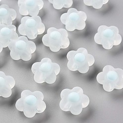 Светло-Синий Прозрачные акриловые бусины, матовые, бусина в бусине, цветок, голубой, 16.5x17x9.5 мм, отверстие : 2.5 мм, Около 390 шт / 500 г