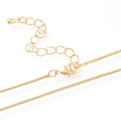 Golden Brass Round Snake Chain Necklaces Making, with Lobster Claw Clasps, Long-Lasting Plated, Golden, 16.34 inch(41.5cm)