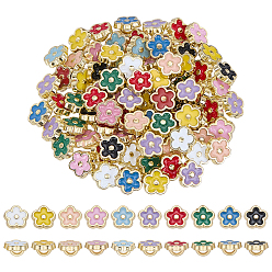 (52) Непрозрачная лаванда 150шт. 10 цвета 1-отверстия, пуговицы с эмалированным стержнем из цинкового сплава, цветок, разноцветные, 6x6x3.5 мм, отверстие : 1 мм, 15 шт / цвет