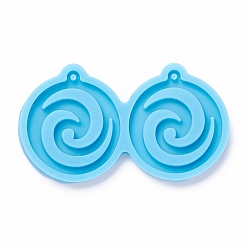 Небесно-голубой DIY силиконовые формы кулон, для серьги решений, формы для литья смолы, для уф-смолы, изготовление ювелирных изделий из эпоксидной смолы, плоско-круглые, голубой, 42x77x6 мм, отверстие : 2 мм, внутренний диаметр: 38x34 мм