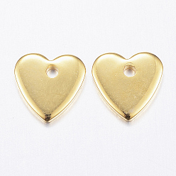Golden 304 Edelstahl Reize, leere tag stempeln, Herz, golden, 7x7x1 mm, Bohrung: 1 mm