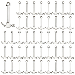 Античное Серебро 80 шт. Подвески из сплава в тибетском стиле, молоток, античное серебро, 25x13x2 мм, отверстие : 2 мм