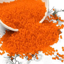 Темно-Оранжевый 12/0 круглый стеклянный бисер класса А, прозрачный матовый стиль, темно-оранжевый, 2x1.5 мм, отверстие : 0.8 мм, 30000 шт / пакет