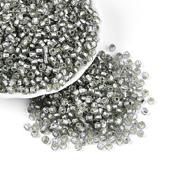 Темный Морско-зеленый Серебряные подкладке стекло бисер, двухконусные, темно-зеленый, 3x4 мм, отверстие : 1.5~1.6 мм, Около 9000 шт / фунт