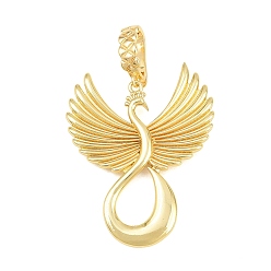 Golden Brass Pendants, Phenix Charms, Rack Plating, Long-Lasting Plated, Lead Free & Cadmium Free, Golden, 40x32.5x2mm, Hole: 8.5x5.5mm