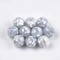 Gray Resin Beads, with Shell, Round, Gray, 10~10.5mm, Hole: 1mm