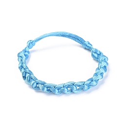 Light Sky Blue Adjustable Nylon Thread Braided Cord Bracelet, Light Sky Blue, 2 inch~2-1/8 inch(5.05~5.3cm)